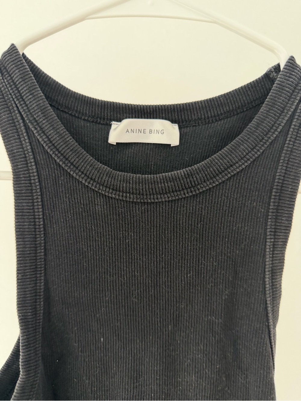 Anine Bing Black Ribbed Eva Tank Size S - Picture 5 of 6